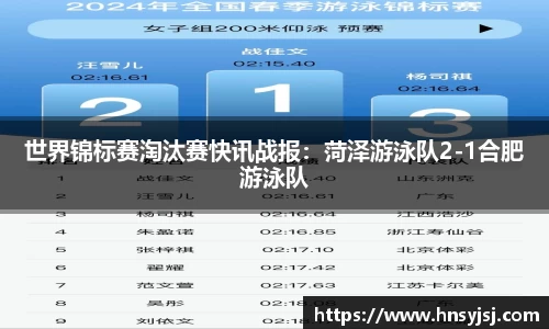 世界锦标赛淘汰赛快讯战报：菏泽游泳队2-1合肥游泳队